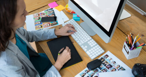 Female Designer Work at Her Desk